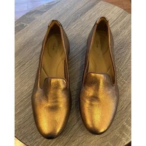 Clarks Women's Shoes Bronce Metallic Sara Poppy Flat Slip-on Loafers Size 6
